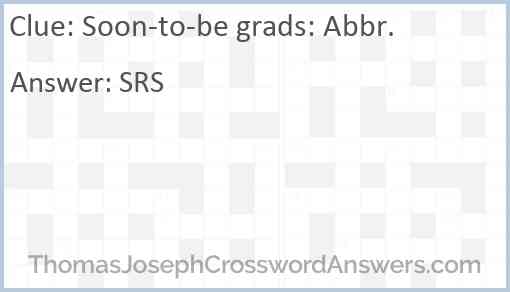 Soon-to-be grads: Abbr. Answer