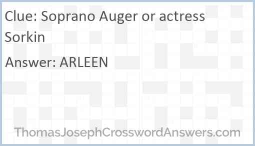 Soprano Auger or actress Sorkin Answer