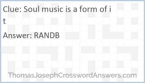 Soul music is a form of it Answer