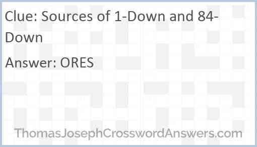 Sources of 1-Down and 84-Down Answer