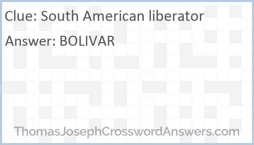 South American liberator Answer