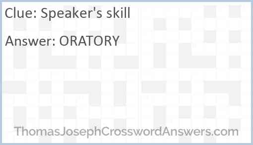 Speaker's skill Answer