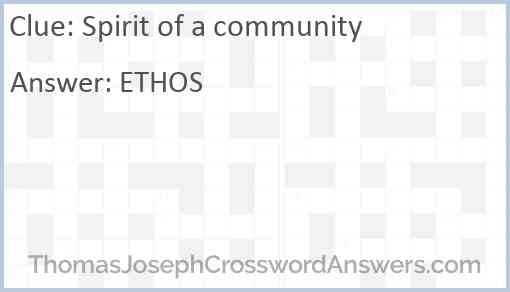 Spirit of a community Answer