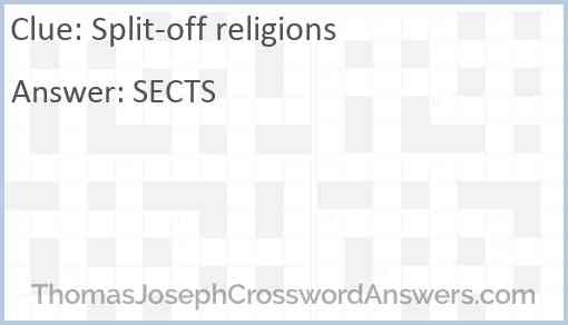 Split-off religions Answer