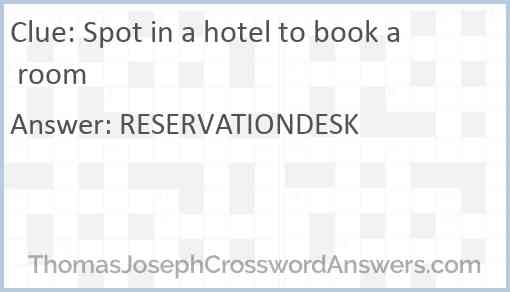 Spot in a hotel to book a room Answer