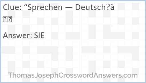 “Sprechen — Deutsch?” Answer