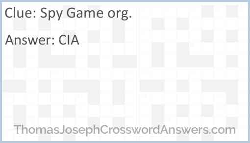 “Spy Game” org. Answer