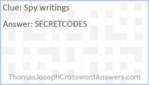 Spy writings Answer