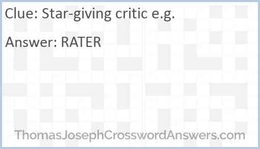 Star-giving critic e.g. Answer