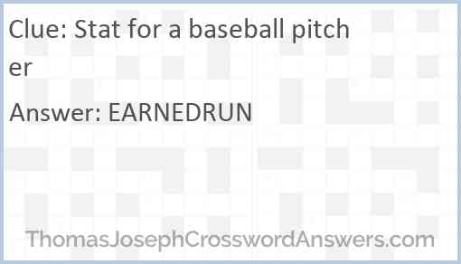 Stat for a baseball pitcher Answer