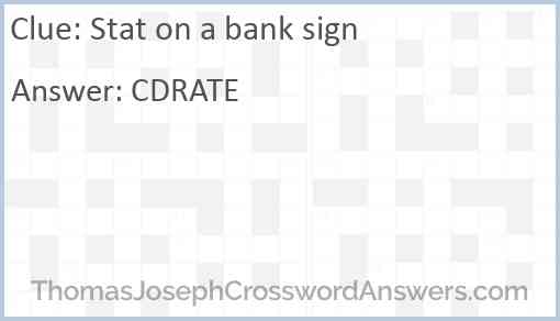 Stat on a bank sign Answer