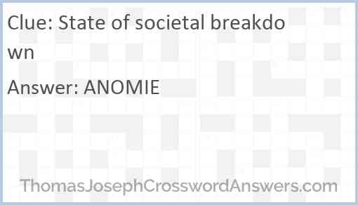 State of societal breakdown Answer
