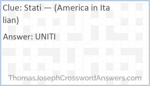 Stati — (America in Italian) Answer