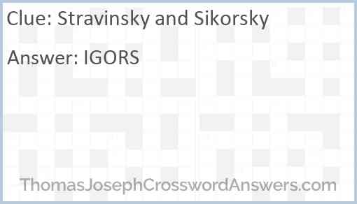 Stravinsky and Sikorsky Answer