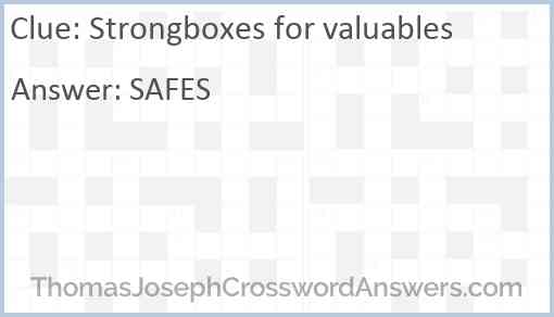 Strongboxes for valuables Answer