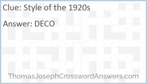 Style of the 1920s Answer