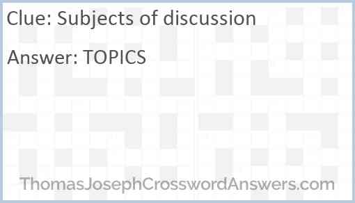 Subjects of discussion Answer