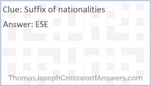 Suffix of nationalities Answer