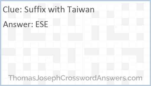 Suffix with Taiwan Answer