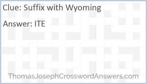 Suffix with Wyoming Answer