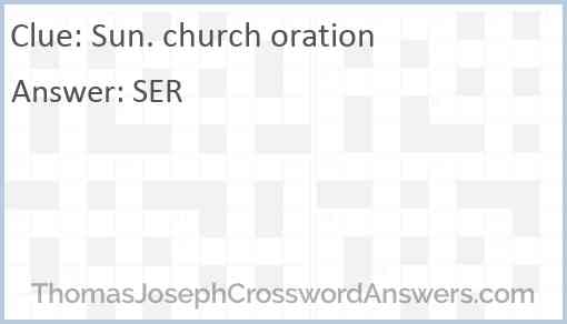 Sun. church oration Answer