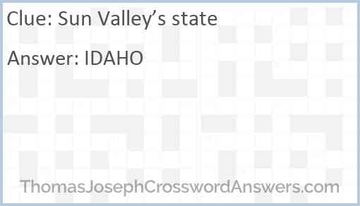 Sun Valley’s state Answer