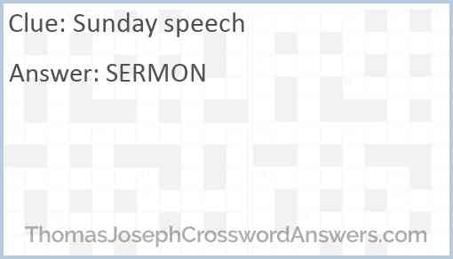 Sunday speech Answer