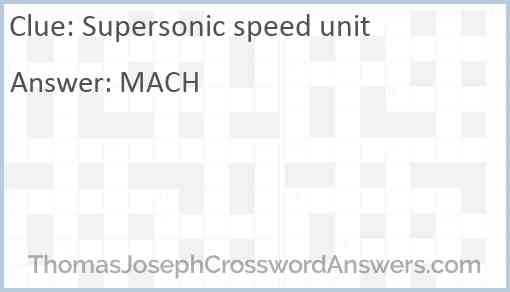 Supersonic speed unit Answer