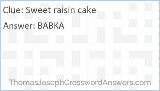 Sweet raisin cake Answer