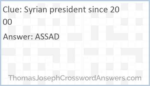 Syrian president since 2000 Answer