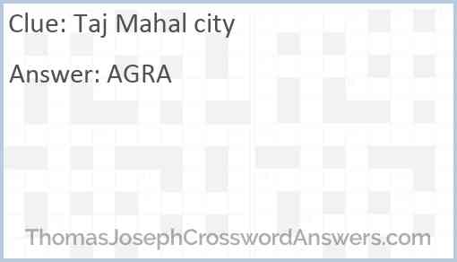 Taj Mahal city Answer