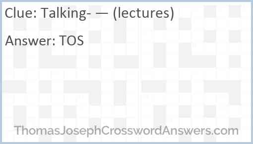 Talking- — (lectures) Answer