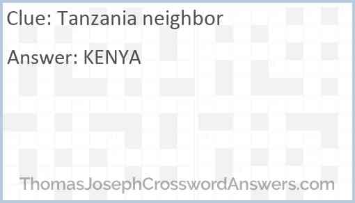 Tanzania neighbor Answer