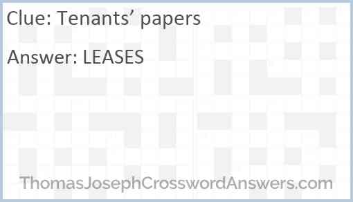 Tenant’s papers Answer