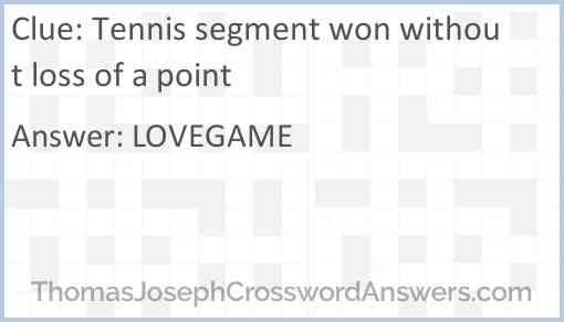 Tennis segment won without loss of a point Answer