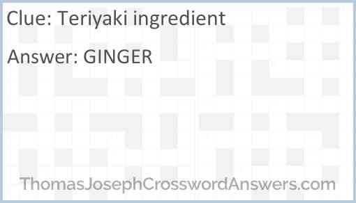 Teriyaki ingredient Answer