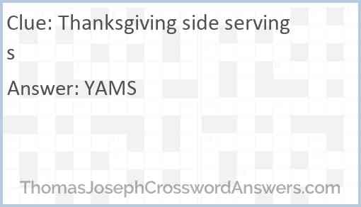 Thanksgiving side servings Answer