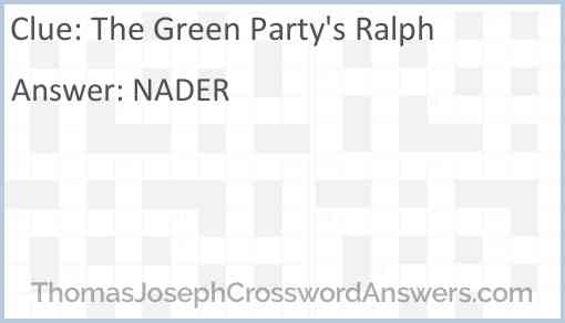 The Green Party's Ralph Answer