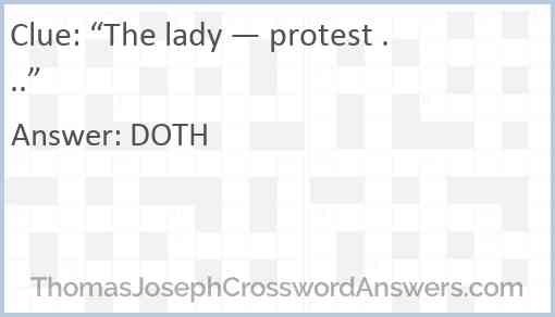 “The lady — protest ...” Answer