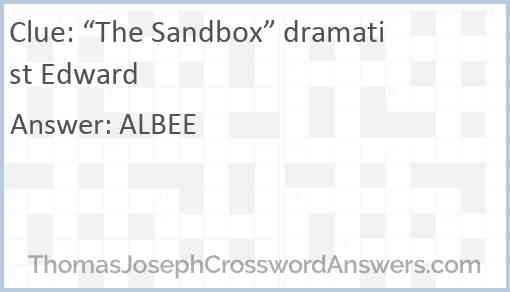 “The Sandbox” dramatist Edward Answer