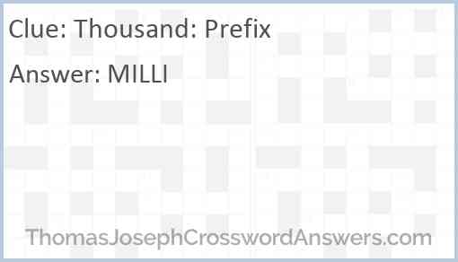 Thousand: Prefix Answer