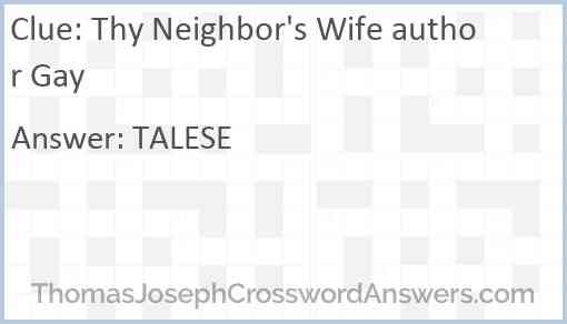 Thy Neighbor's Wife author Gay Answer