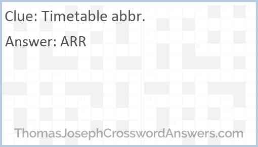 Timetable abbr. Answer