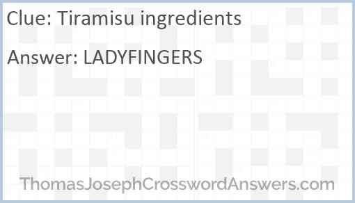 Tiramisu ingredients Answer