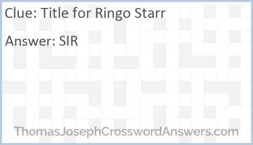 Title for Ringo Starr Answer
