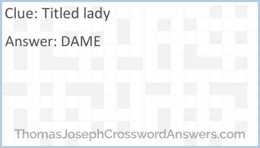 Titled lady Answer