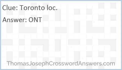 Toronto loc. Answer