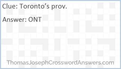 Toronto’s prov. Answer