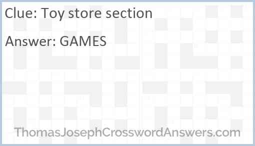 Toy store section Answer