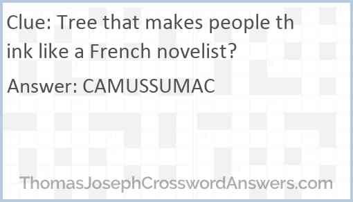 Tree that makes people think like a French novelist? Answer